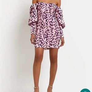 Pink Leopard Off-Shoulder Dress